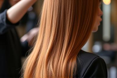 Coloration élégante sur cheveux longs en salon parisien